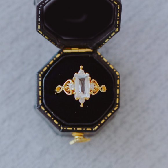 Genuine Mystic Topaz Stone Ring in Gold Vermeil - Picture 4 of 6